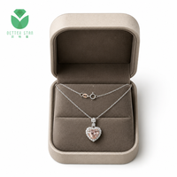 Collier pendentif de luxe en or blanc 14K 18K avec diamant rose de laboratoire taille cœur, certifié IGI, bijoux pour femme