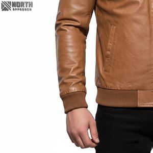 Veste en cuir pour hommes vente en gros de haute qualité vierge coupe-vent uni fermeture éclair complète veste en cuir personnalisée Racer Bomber veste personnalisée - Product Image 3
