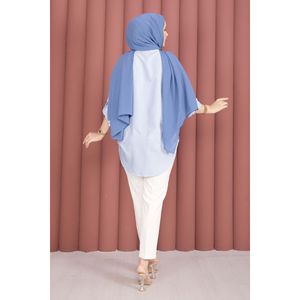Chemise décontractée en popeline rayée bleu ciel boutonnée pleine longueur pour le printemps/été – Élément de mode simple - Product Image 5