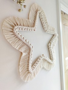 Décoration murale en macramé de forme blanche pour une décoration intérieure élégante, affichage mural élégant et style d'intérieur moderne, vente en gros en provenance d'Inde - Product Image 2