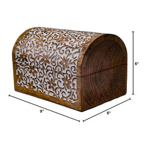 Vente d'usine sculpture florale grande boîte à bijoux en bois manguier bois sculpté à la main souvenir bibelot boîte Logo personnalisé et Design - Product Image 4