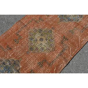 Vintage 29 'X 57' Orange & bleu tapis en laine turque tissage plat Patchwork Design pour décorations de salon support en Latex - Product Image 5