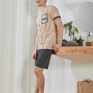 Ensemble short et t-shirt de course d'été personnalisé pour homme, 100 % coton, séchage rapide, imprimé sur mesure, respirant, couleur contrastée unie, vente en gros - Product Image 3