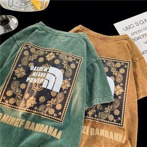 T-shirts graphiques personnalisés, impression au dos pour hommes, style vintage, lavage vintage, 270 g/m², 100 % coton tricoté, surdimensionné - Product Image 4