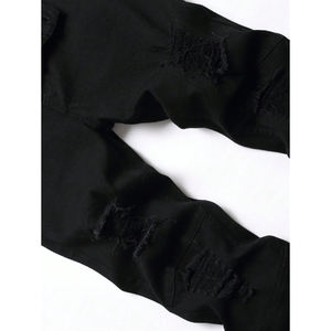 Pantalones Vaqueros de Mezclilla Ligeros Personalizados para Hombre, Corte Regular, Estilo Casual, Algodón de Buena Calidad, Sólidos, Rotos - Product Image 2