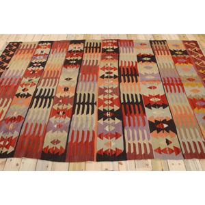 Tapis vintage 6,3 x 10,1 pieds, tapis turc en laine rouge patchwork - Product Image 2