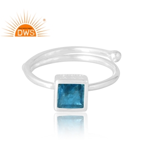 Dernière conception Bague en argent sterling 925 avec pierres précieuses en apatite néon naturelle Bijoux personnalisés pour femmes Cadeau pour elle - Product Image 3