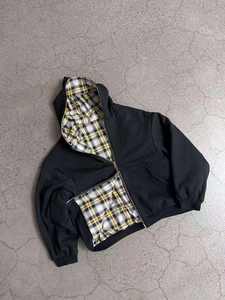 Sweat-shirt à capuche réversible en flanelle à rayures et à épaules tombantes, coupe classique, à carreaux rétro, personnalisé, pour homme, automne - Product Image 3