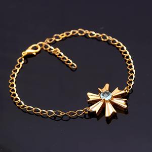 Blue Topaz Gold & 925 Sterling <b>Silver</b> Round Gemstone Handmade Women's Christian Party Wedding Trendy Gift Link Bracelet - Product Image 2