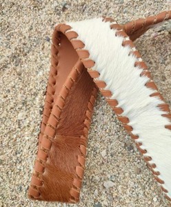 Dakota Women's Western-Style Bucket Purse Brown and <b>White</b> Cowhide Leather Comfort Shoulder Strap Genuine Leather Fashion <b>Bag</b> - Product Image 5