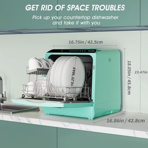 เครื่องล้างจานเคาน์เตอร์แบบพกพา5โปรแกรมการซักเครื่องล้างจานขนาดเล็กพร้อมถังน้ำขนาด5ลิตรในตัวและประตูกระจกสองชั้น - Product Image 2