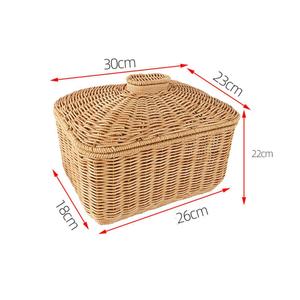 Handmade Rattan Storage <b>Basket</b> with Lid for Home Organization Natural Woven <b>Wicker</b> Box for Living Room Kitchen or Bathroom - Product Image 5