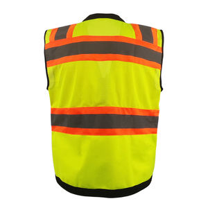 Chaleco reflectante de alta visibilidad personalizado para hombre, ropa de trabajo de malla con bolsillos, ropa de seguridad para la construcción, talla grande con logotipo personalizado - Product Image 6