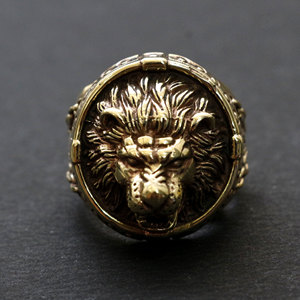 Dernière bague de protection du visage lion en laiton plaqué or 18 carats bijoux de mode personnalisée nouveau design pour unisexe tenue quotidienne fiançailles - Product Image 1