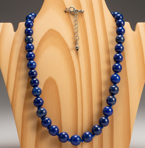 Haute qualité 18 pouces argent 925 collier pour femmes à la mode d'eau douce mode noué à la main conception naturelle Lapis Lazuli pierre perle - Product Image 1