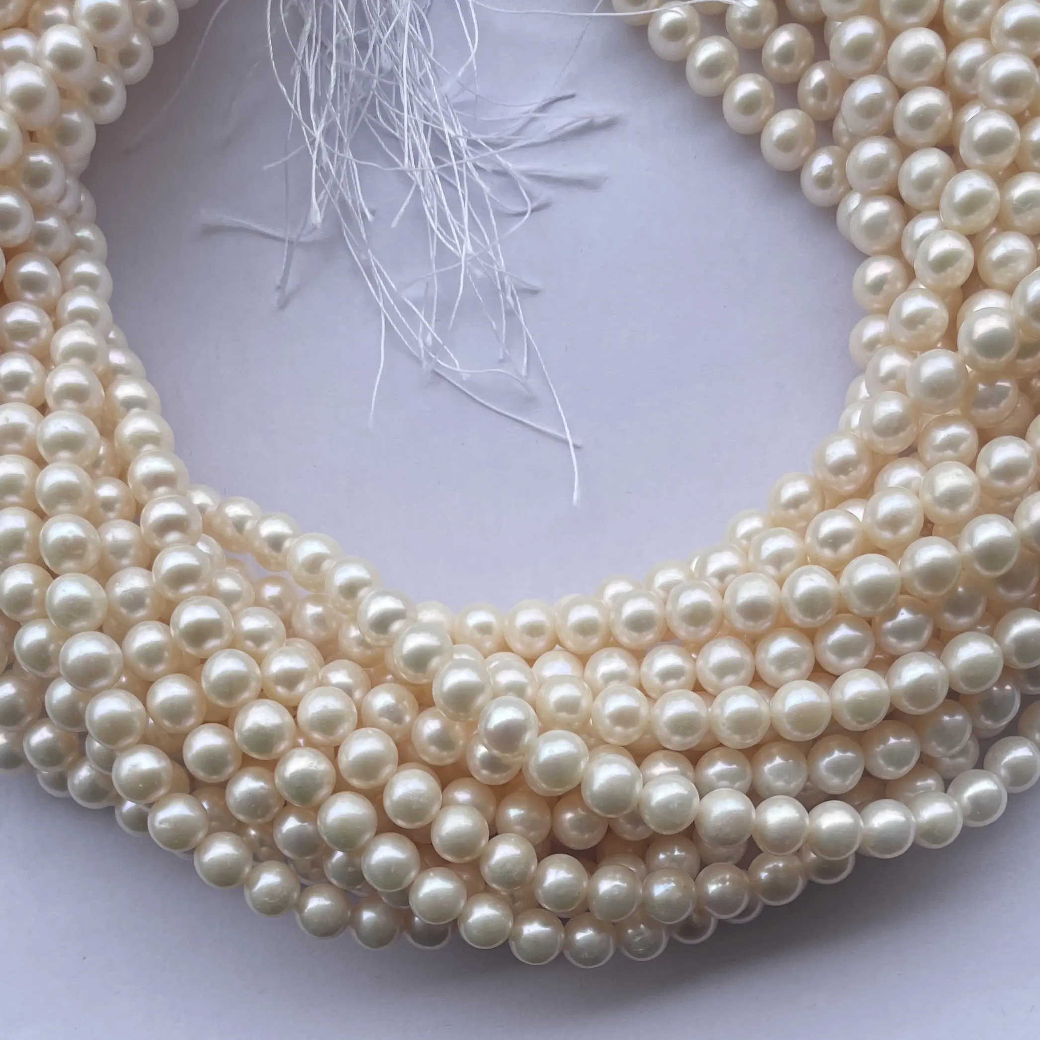 7mm 8mm Natural White Color Freshwater Pearl Stone Round Beads Strand from Wholesale Stone Supplier Cultured Pearls Factory