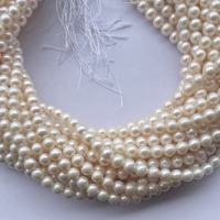 Chaîne de perles d'eau douce naturelles blanches lisses de 7 mm et 8 mm, qualité AAA, certifiées IGI, nouées à la main, pour la création de bijoux