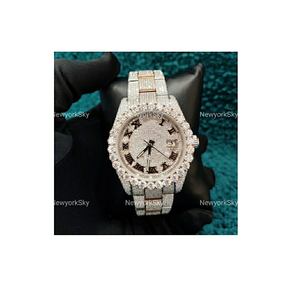 Venta al por mayor precio al por mayor de lujo hecho a mano totalmente helado Moissanite diamante Micro ajuste relojes de pulsera mecánicos para hombres y mujeres - Product Image 1