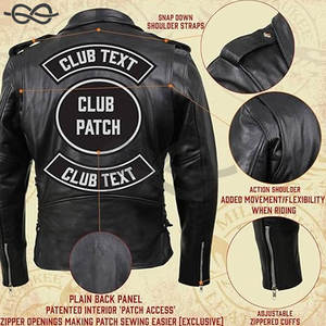 Veste de moto classique noire pour hommes en cuir de vachette de qualité supérieure avec laçage latéral à col montant Durabilité Style intemporel pour motards - Product Image 2