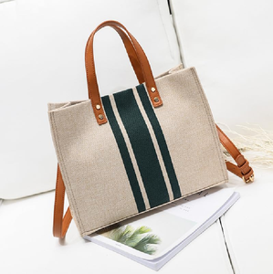Modern <b>grey</b> ombré striped <b>handbag</b> with sleek round hardware. Available at wholesale prices. - Product Image 2