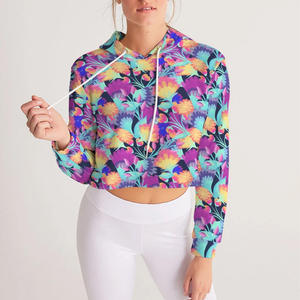 Sudadera con capucha recortada para mujer de ajuste relajado con bordado de impresión de logotipo personalizado OEM ODM ropa informal personalizada proveedor directo de fábrica - Product Image 4