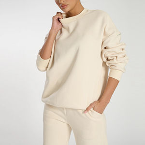 Sudadera Personalizada para Mujer, 100% Algodón, Gruesa, Lisa, Cuello Redondo, Sudadera Holgada, Sudaderas con y sin Capucha para Mujer - Product Image 4