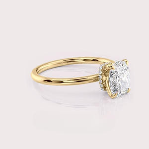 IGI Certified Radiant Shape Lab Created Diamond Engagement <b>Ring</b> 14K Rose / White & Yellow Gold Hidden Halo Bridal <b>Ring</b> - Product Image 2