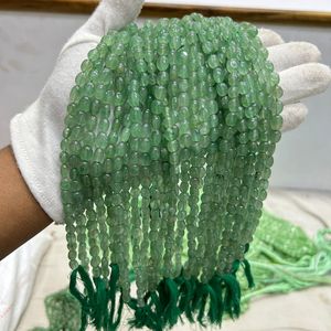 ลูกปัดทรงรีทำด้วยมือควอตซ์สตรอเบอร์รี่สีรัสเซีย6x8-7x10m เส้นใย16นิ้วสตรอเบอร์รี่สีเขียวธรรมชาติ - Product Image 4