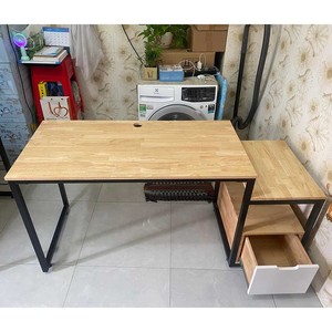 BD68067 Rubber Wood Computer Table 160x60cm Office <b>Desk</b> with Integrated Printer Shelf <b>Foldable</b> Storage Features Drawers Included - Product Image 6