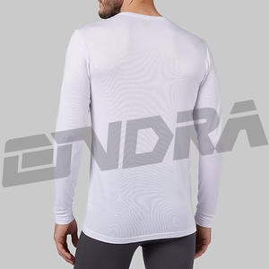 เสื้อยืดออกกำลังกายสีขาวสำหรับผู้ชาย แขนยาว ผ้าระบายอากาศ ยืดหยุ่น กระชับพอดีตัว สวมใส่สบาย เหมาะสำหรับการฝึกซ้อมและการใช้งานในชีวิตประจำวัน - Product Image 4