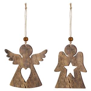 Adornos colgantes de Navidad de madera rústica con aspecto de granja Ideal para la decoración del árbol de vacaciones - Product Image 1