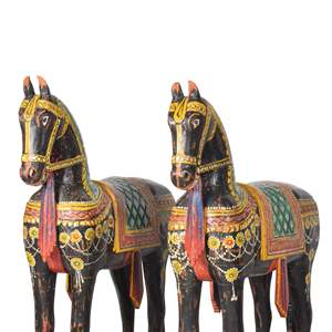 Cheval en bois peint à la main, peinture animale moderne, décoration murale, objet décoratif pour la maison, avec base en bois massif - Product Image 3
