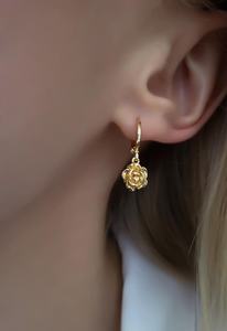 Pendientes de Aro con Dije de Rosa, Plata de Ley 925 Chapada en Oro, Estilo Vintage, Regalo para Ella, Diseño de Pendientes - Product Image 6