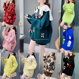 <span class=keywords><strong>Pull</strong></span> tricoté ample et <span class=keywords><strong>oversize</strong></span> pour <span class=keywords><strong>femme</strong></span>, motif géométrique, col marin, style décontracté, collection hiver - Product Image 2