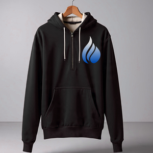 Sudadera con Capucha Morada para Hombre, Cierre de Cremallera de un Cuarto, Color Sólido, Logotipo Estampado en la Parte Delantera, Estilo Casual, Corte Regular, para Otoño - Product Image 2