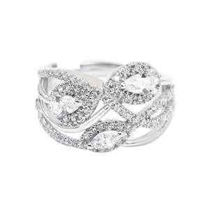 Anillo de Plata de Ley 925 de Primera Calidad para Hombre, Chapado en Rodio con Diamante Corte Pera, Joyería de Regalo - Product Image 1