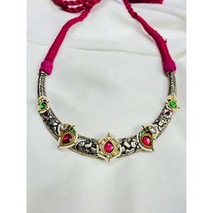 Collier en argent 925 avec motif floral Anokhi Fusion Chittai réglable pour mariages - Product Image 1