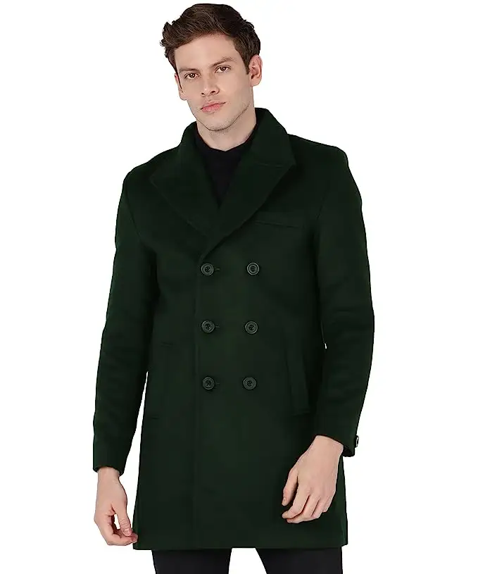 Autumn And Winter New Product Mid-length Single-breasted Lapel Woolen Coat Men's Trench Coat Black Color Top Quality
