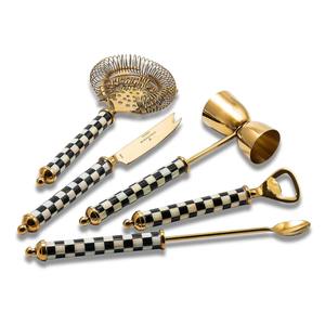 Juego de Herramientas para Barra de Bar con Diseño a Cuadros Blanco y Negro y Cabezas Doradas para Bares Domésticos, Fiestas, Presentaciones y Regalos - Product Image 4