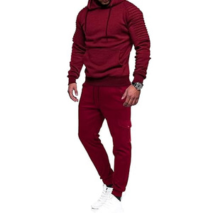 Chándal personalizado de alta calidad para hombre, Jersey de algodón grueso, liso, ajustado, gimnasio, entrenamiento atlético, chándal - Product Image 1