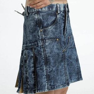 Kilt écossais classique vintage pour homme, en denim délavé audacieux, style robuste, bretelles réglables, 2026 - Product Image 2