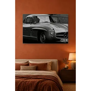 Impresión en lienzo de Fida con diseño de Mercedes 300 SL Gullwing en blanco y negro - Product Image 3