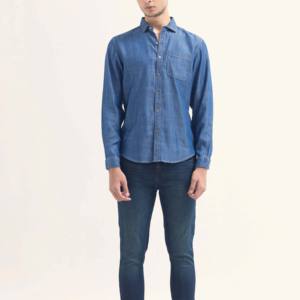 Camisa de satén de manga larga para hombre, camisa de mezclilla de algodón personalizada, vestido informal, camisas de fabricación de mezclilla transpirables, OEM - Product Image 4