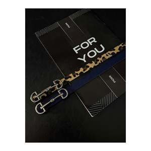Long, thin women's <b>belt</b> with <b>silver</b> <b>buckle</b>, suitable for jackets, shirts, and dresses. - Navy Blue-Leopard-<b>Silver</b> - Product Image 2