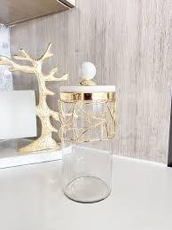 Tarro de almacenamiento de vidrio hermético personalizado con diseño de hoja, tapa de metal, recipiente para aperitivos y café de la India para contenedor de condimentos - Product Image 5