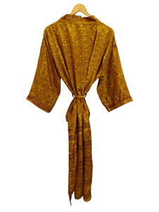 ชุดคลุมอาบน้ำชุดกิโมโนนุ่มใส่กลางคืนสีสันสดใสชุดคลุมยาวทำด้วยมือชุดผ้าไหมส่าหรีสไตล์อินเดียวินเทจ - Product Image 5