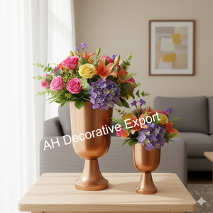 Vase à fleurs moderne en argent brillant fait à la main, pièce maîtresse décorative pour hôtel, mariage et style d'intérieur - Product Image 3