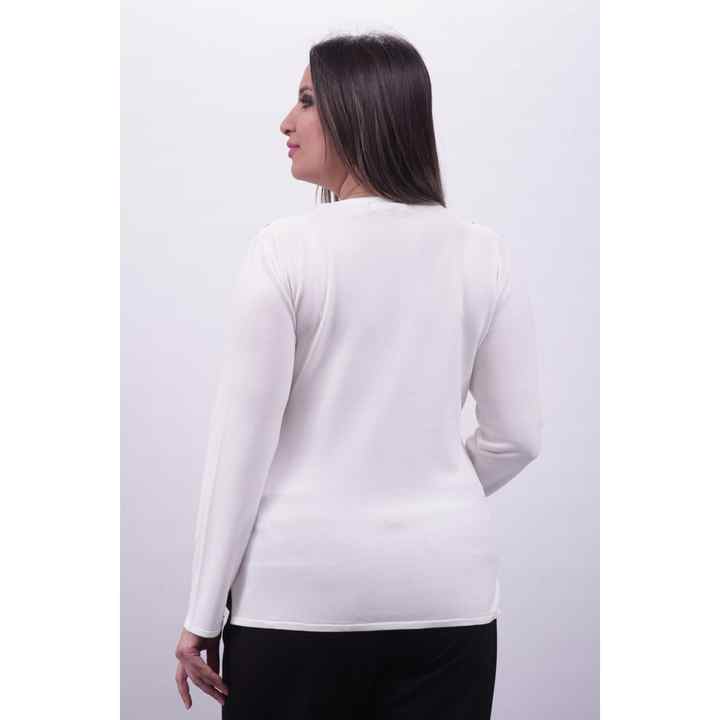 Large Size Imported Swarovski Stone and Beaded Handmade Lilac Knit Blouse 6178