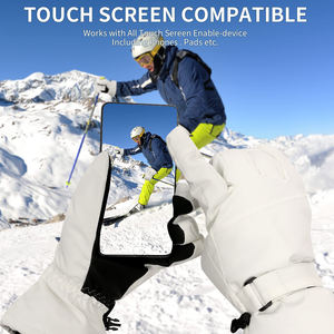 Guantes cálidos de esquí de invierno para hombre, guantes de snowboard de cuero aislados con palma antideslizante para deportes de invierno, snowboard - Product Image 3