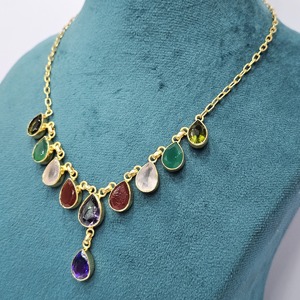 925สร้อยคอเงินสเตอร์ลิงชุบทองอัญมณีรูปหยดน้ำเครื่องประดับแฮนด์เมดดีไซน์เนอร์แบบวินเทจไม่เหมือนใคร - Product Image 3